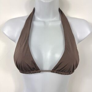 Vitamin A Swim Taupe Brown Halter Bikini Top Size XS